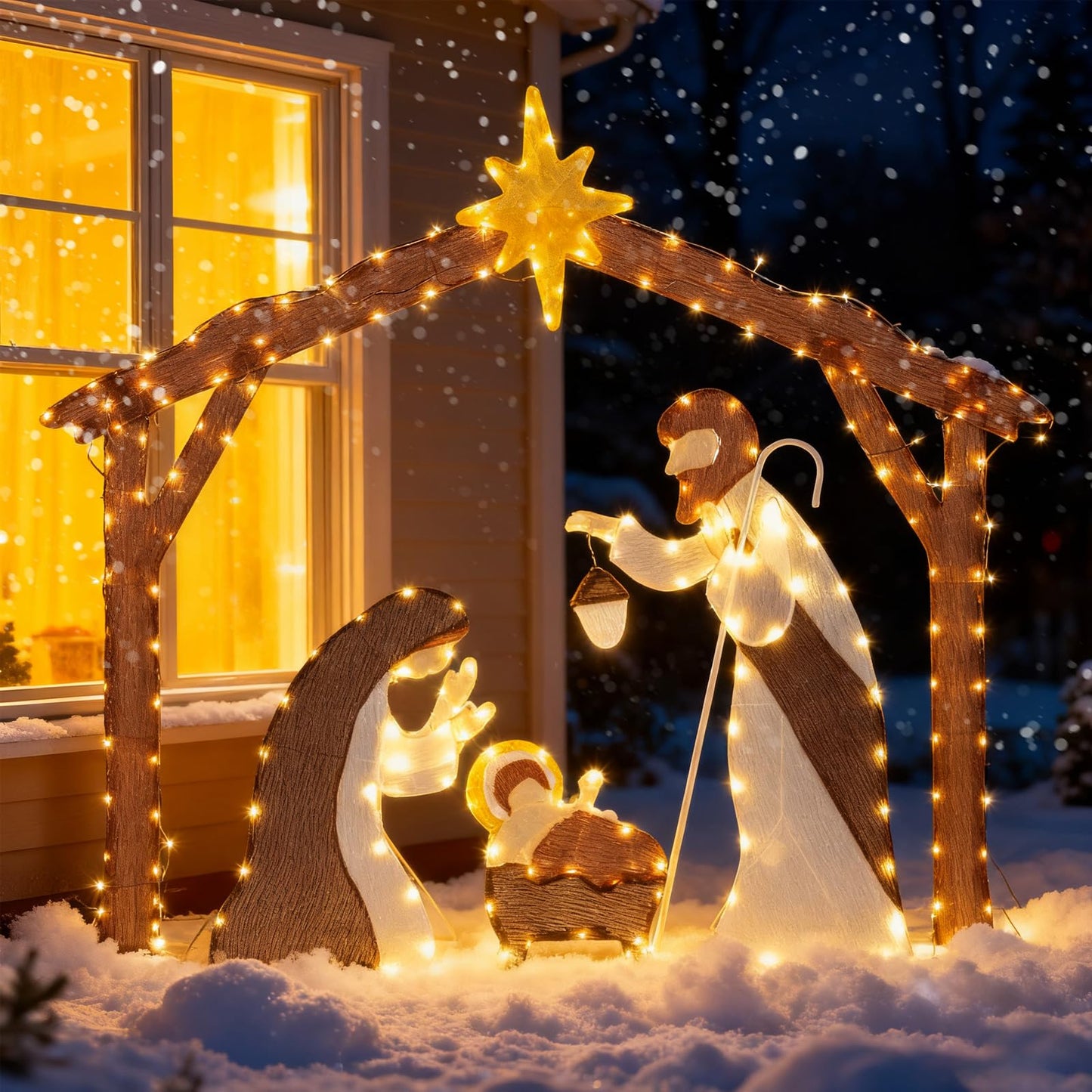 Lighted Outdoor Christmas Decoration Nativity Scene with LED Lights