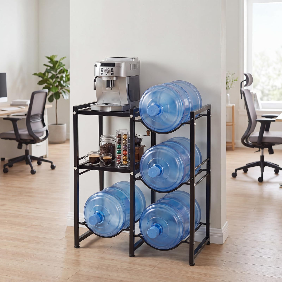 3-Tier 18.9 L Water Jug Holder with Shelves for Home Kitchen Office