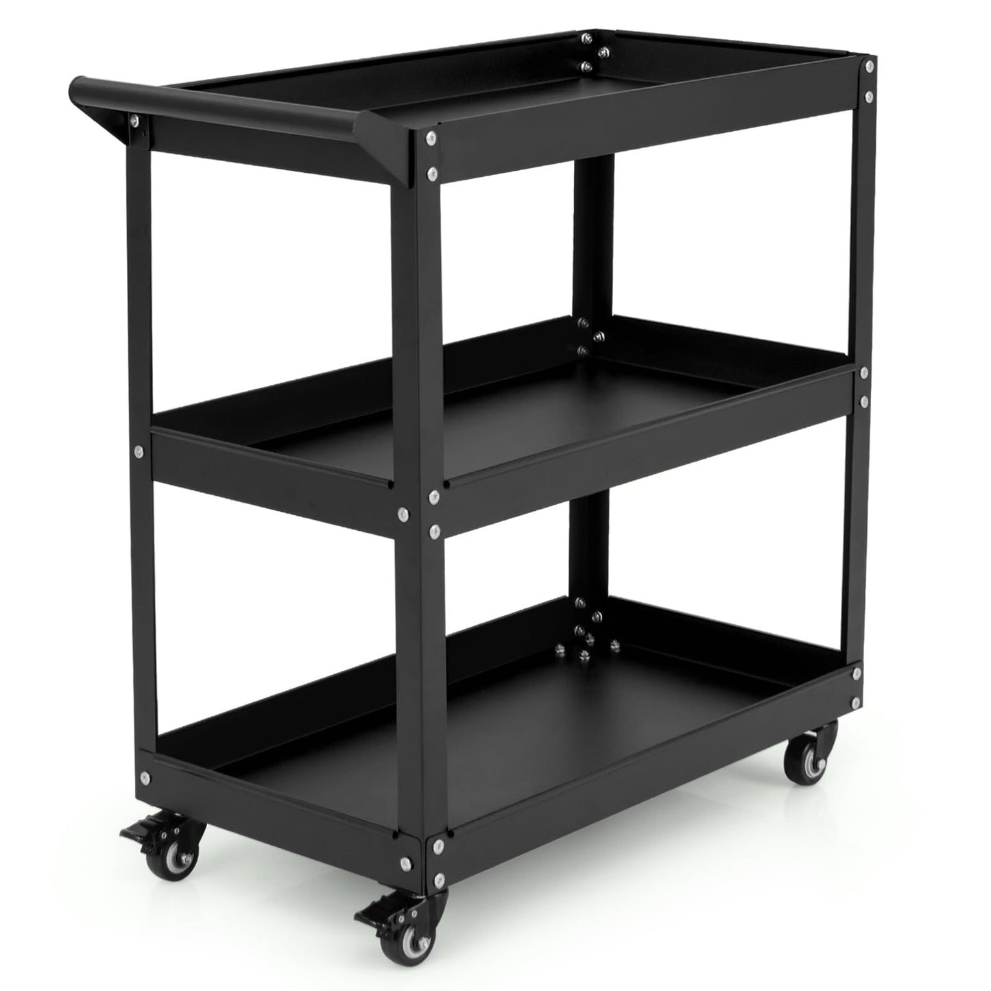 3-Tier Rolling Tool Cart with 4 Universal Wheels with 2 Brakes