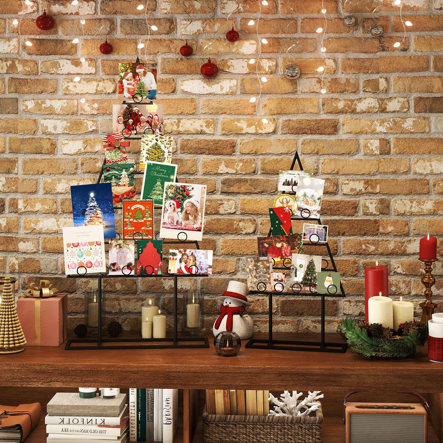 2 Pack Christmas Tree Photo Holder with 36 Round Clips