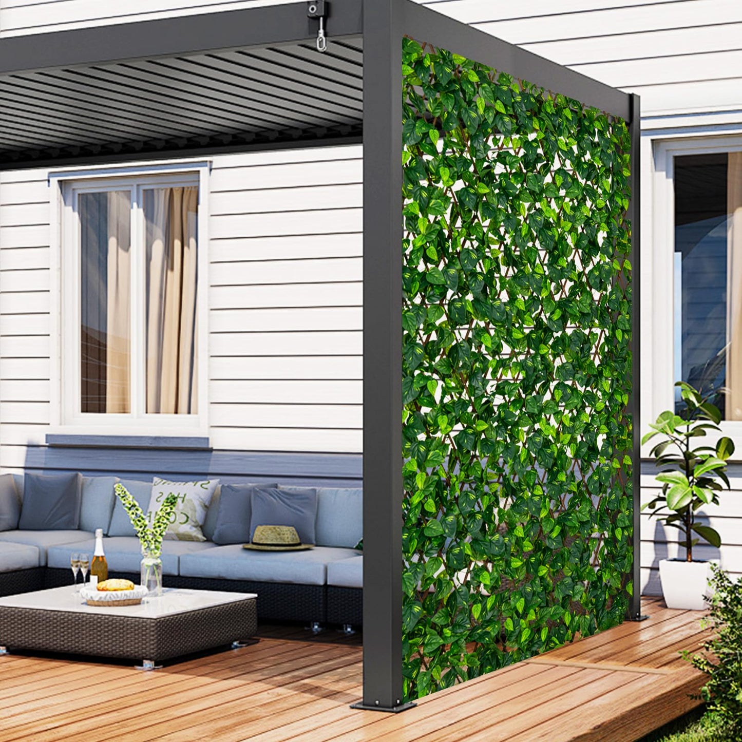 Expandable Fence Privacy Scree with Real Willow Frame