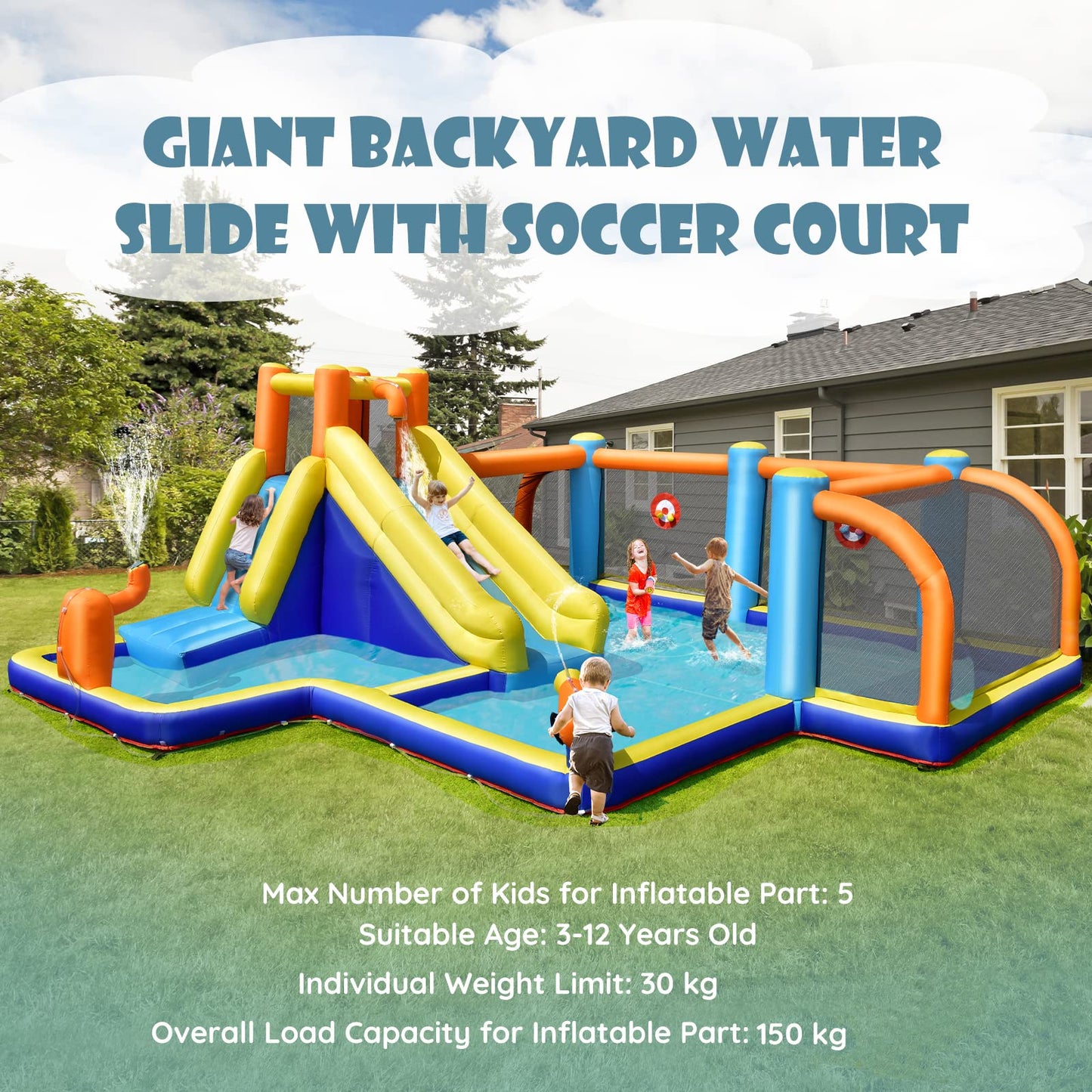 Jumping Bouncy Castle with Climbing Wall for Kids Summer Play without blower