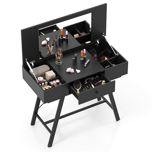 2-in-1 Vanity Desk with Mirror and Charging Station