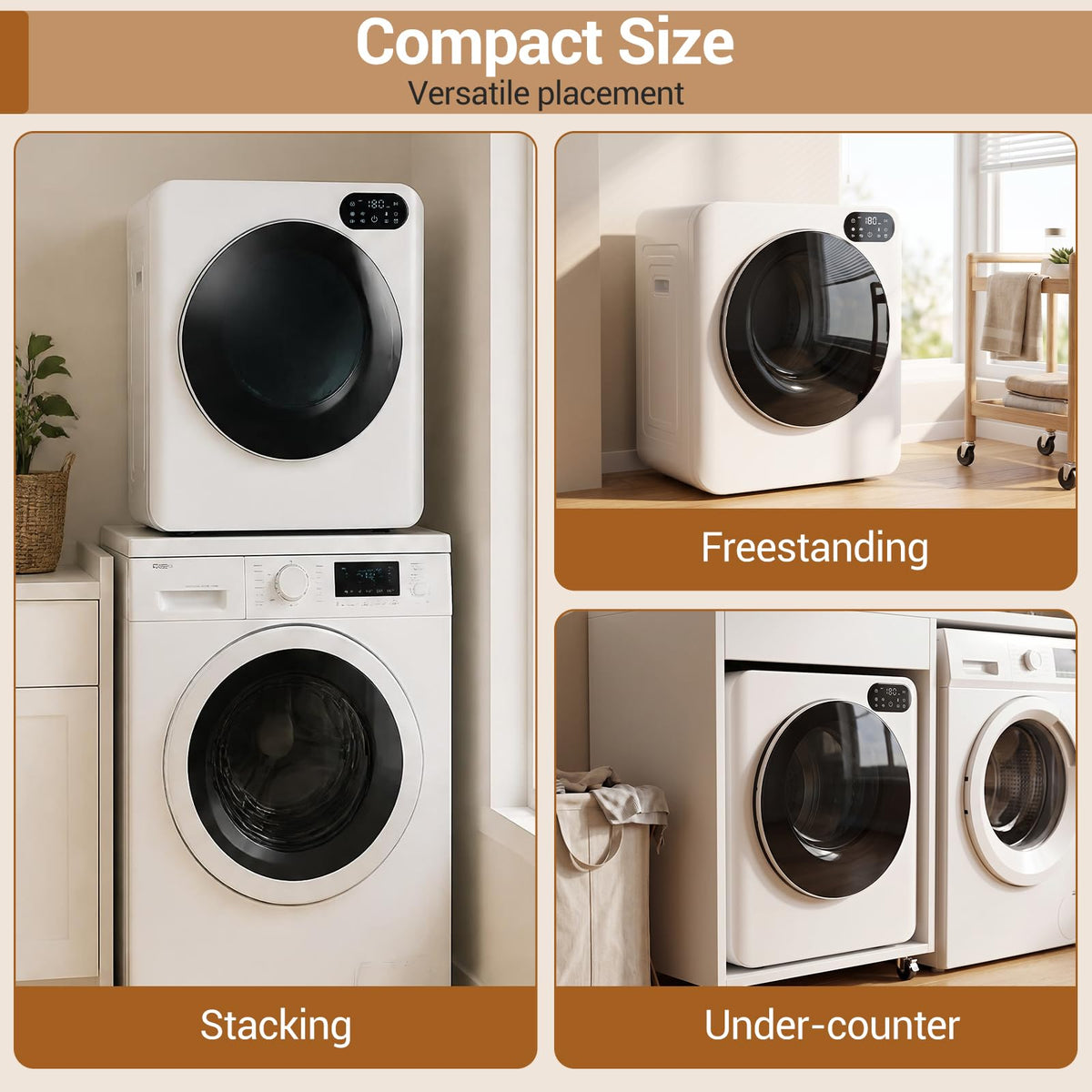 3KG Portable Clothes Dryer with 8 Drying Modes and Stainless Steel Drum for Apartment