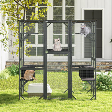 Large Outdoor Cat House with 7 Jumping Platforms