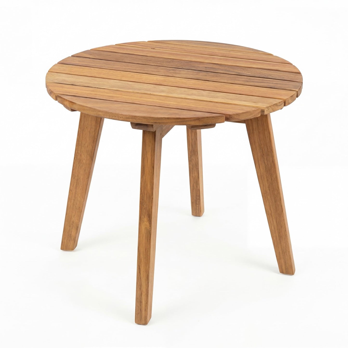 Garden Side Table, Acacia Wood Outdoor Slatted End Table