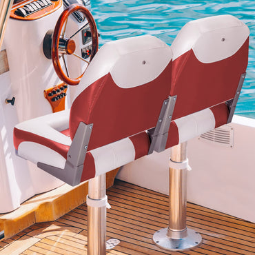 2 Pieces Folding Low-Back Boat Chair Set with Long Fixation Strap