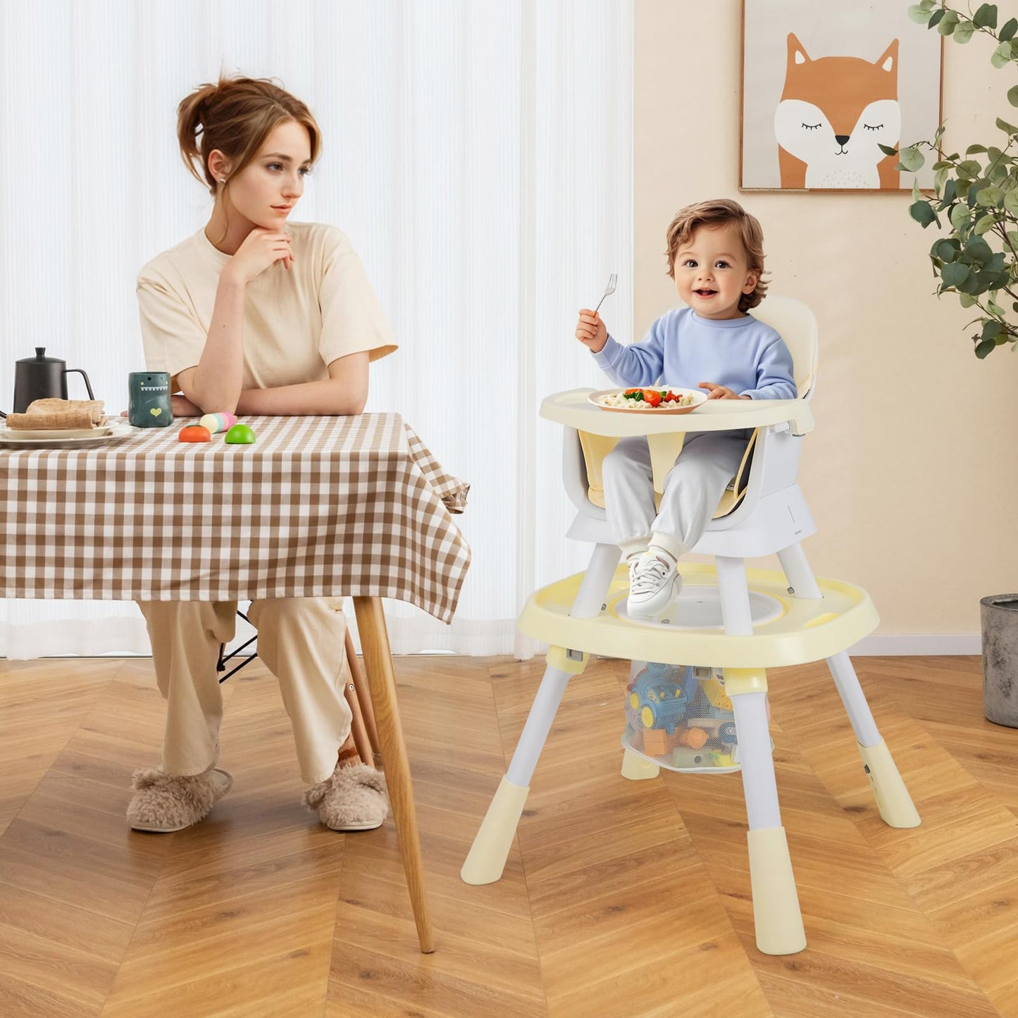 16 in 1 Convertible Highchair/Table Chair Set/Building Block Table/Booster Seat with Removable Tray