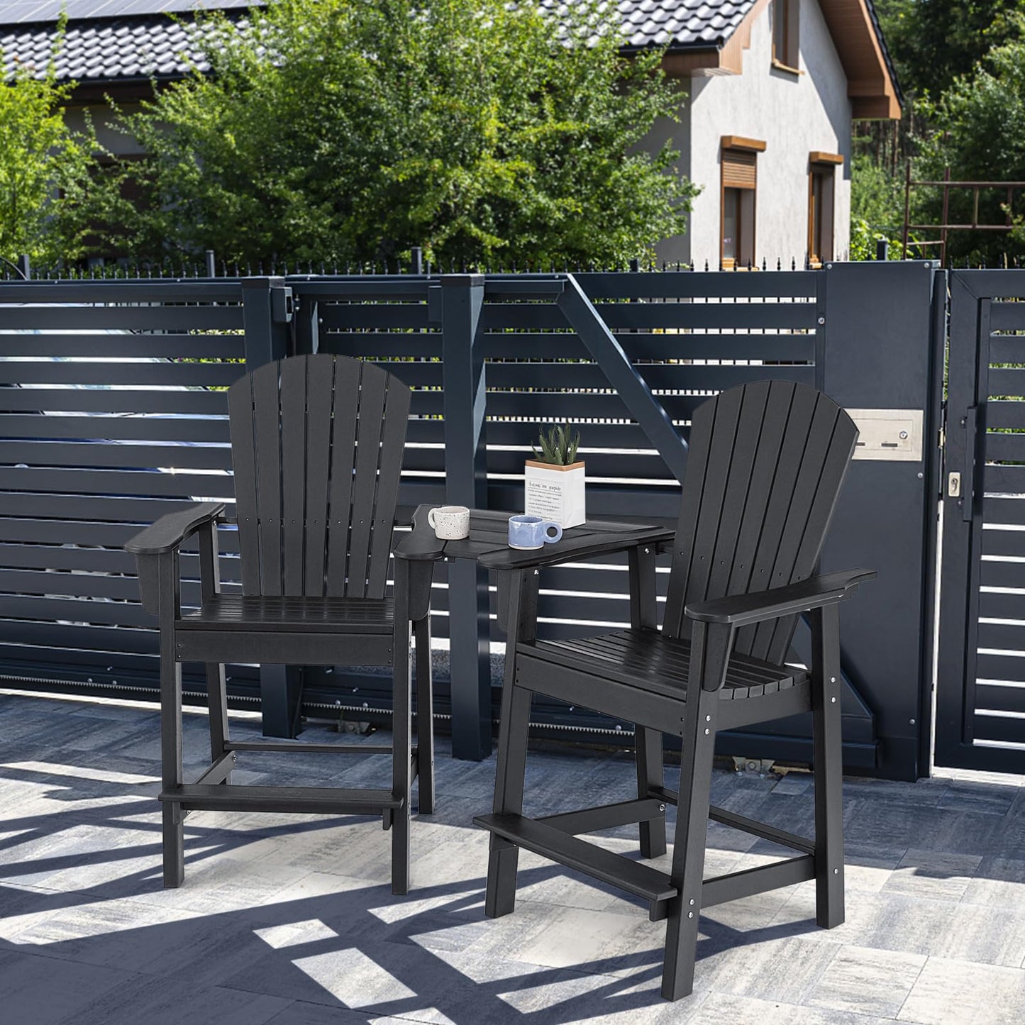 Adirondack Twin Chairs with Footrests & Table