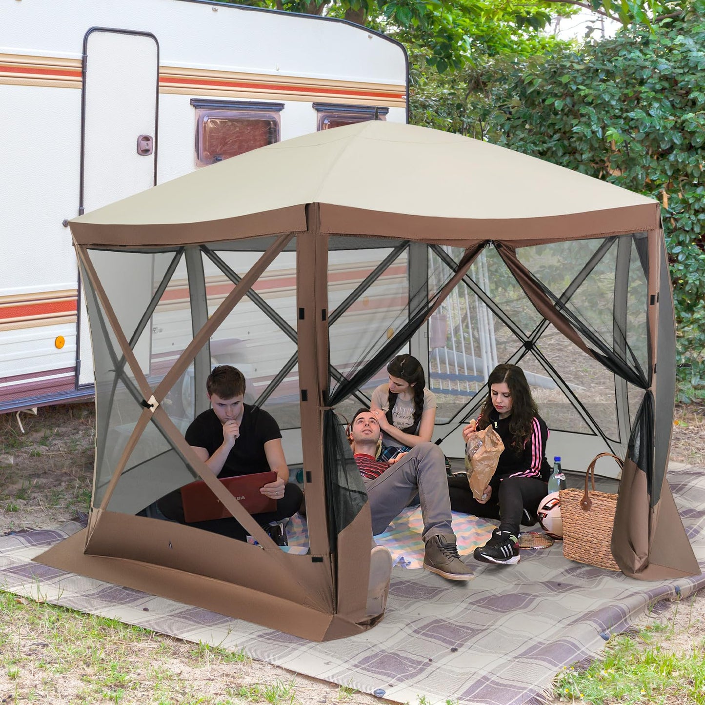 3.5 x 2.3m Pop up Camping Gazebo with Carrying Bag