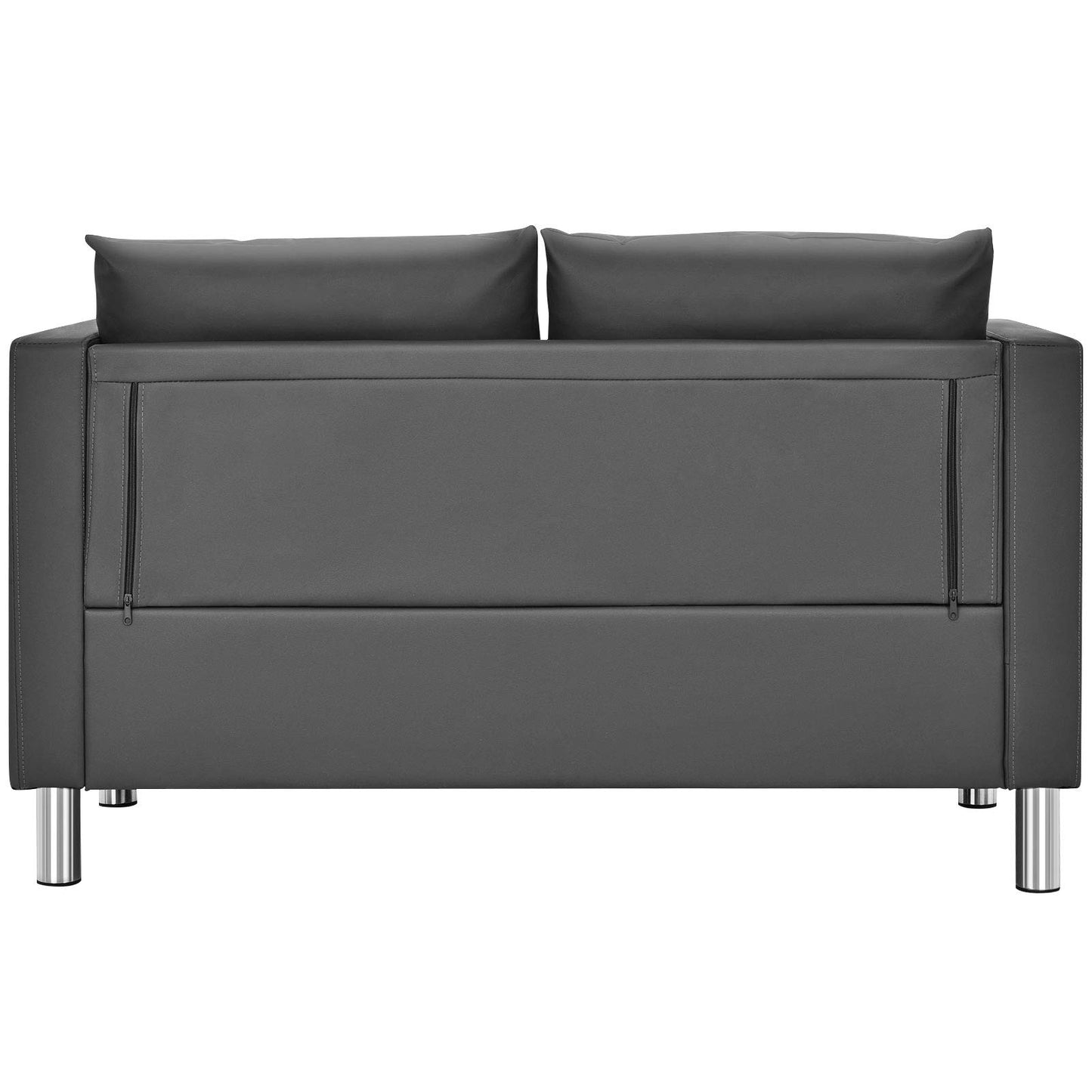 2-Seater PU Leather Accent Tub Sofa Loveseat with Pillows