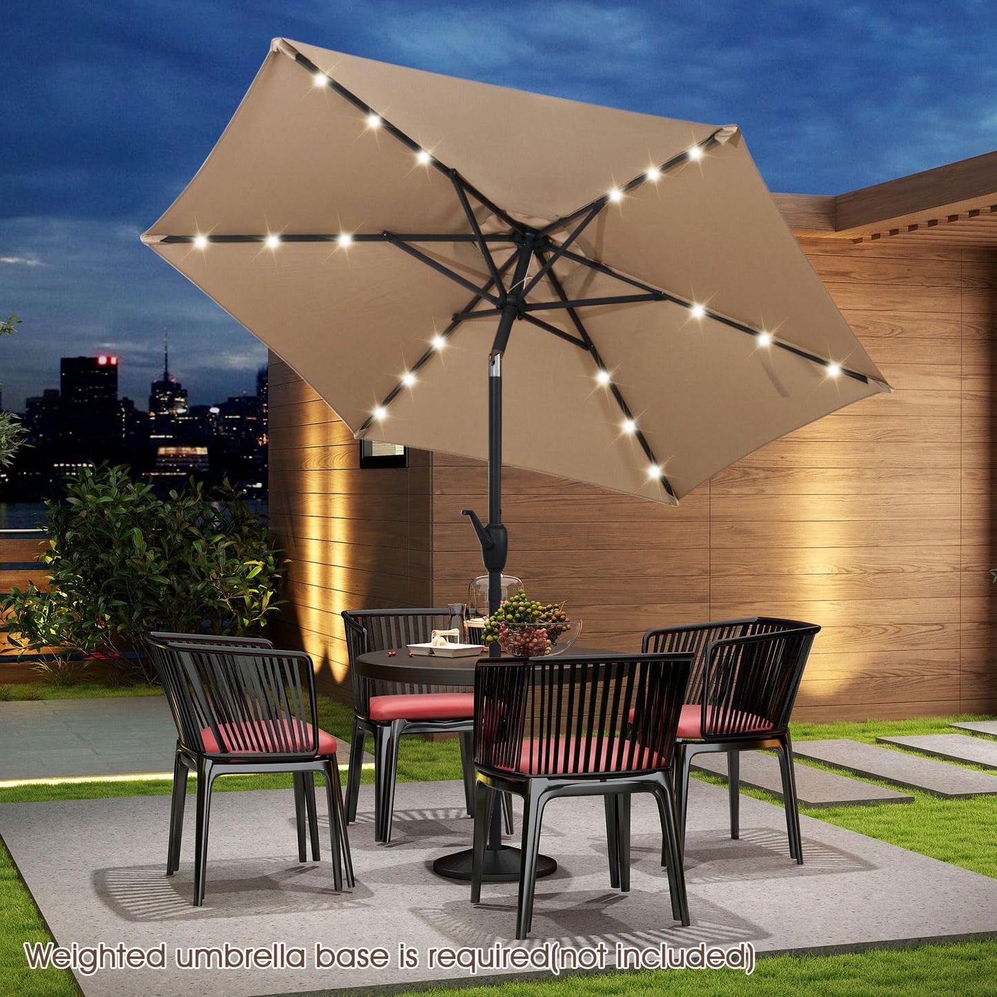 2.3M Outdoor Heavy Duty Umbrella with 18 LED Lights, Push Button Tilt