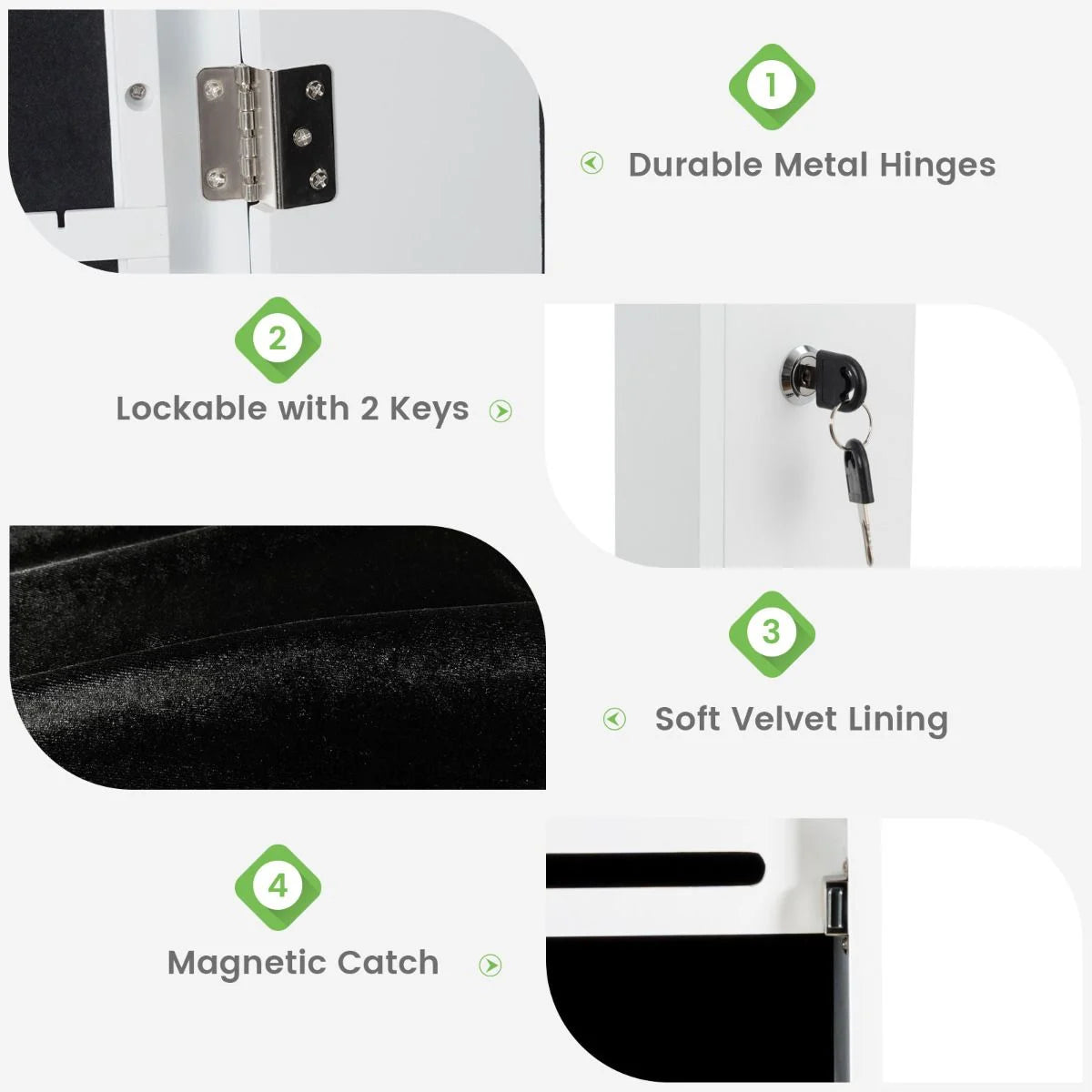 Jewelry Cabinet Armoire with Full Length Mirror