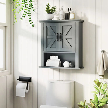 Farmhouse Wall Mounted Bathroom Cabinet with Adjustable Shelf