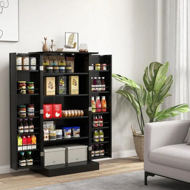 120cm Kitchen Pantry Cabinet with Doors and Adjustable Shelves
