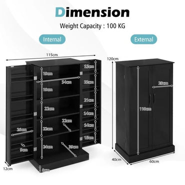 120cm Kitchen Pantry Cabinet with Doors and Adjustable Shelves