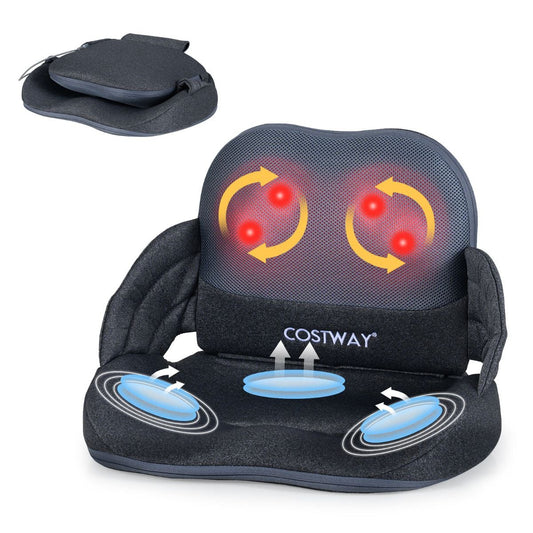 Low Back Massager with Heat Foldable Shiatsu Massage Lumber and Hip Support Seat Cushion