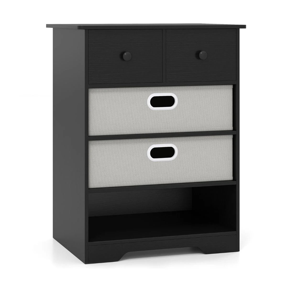 4-Drawer Dresser Cabinet with Open Shelf Freestanding Bedside Chest