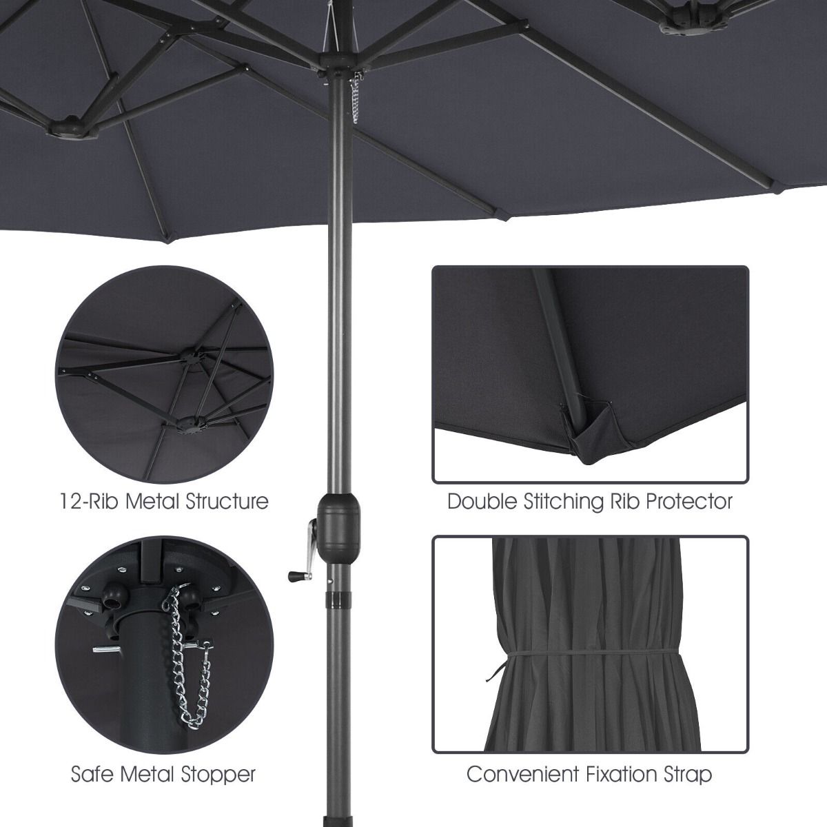 450CM Double Sided Outdoor Umbrella Twin Size with Crank Handle
