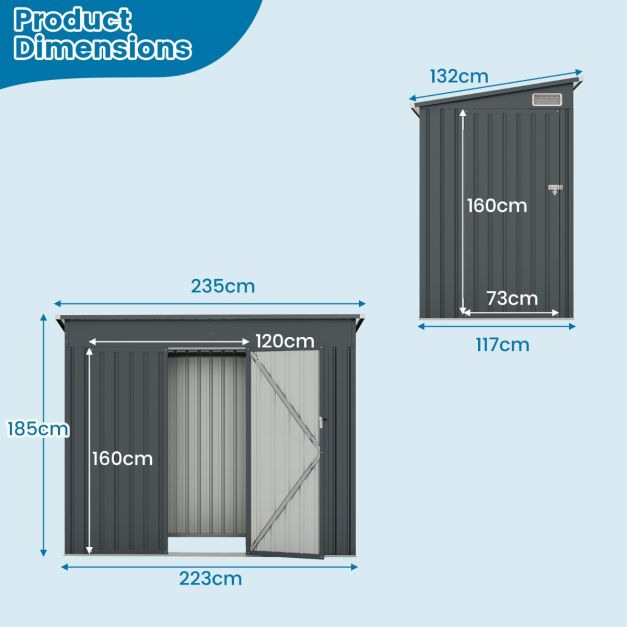 Outdoor Storage Shed Garden Tool House with 2 Doors
