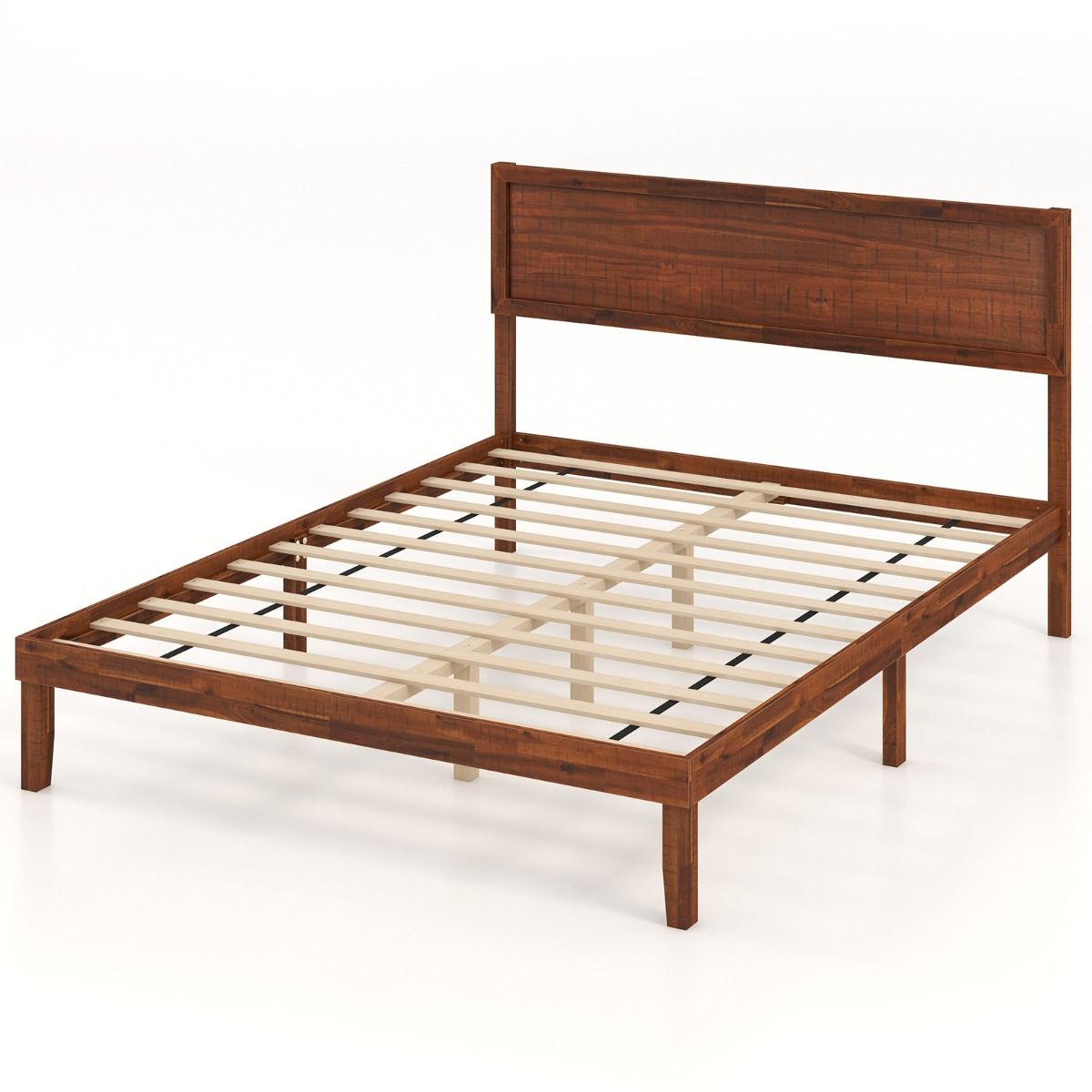 Bed Frame with Headboard and Slats Support