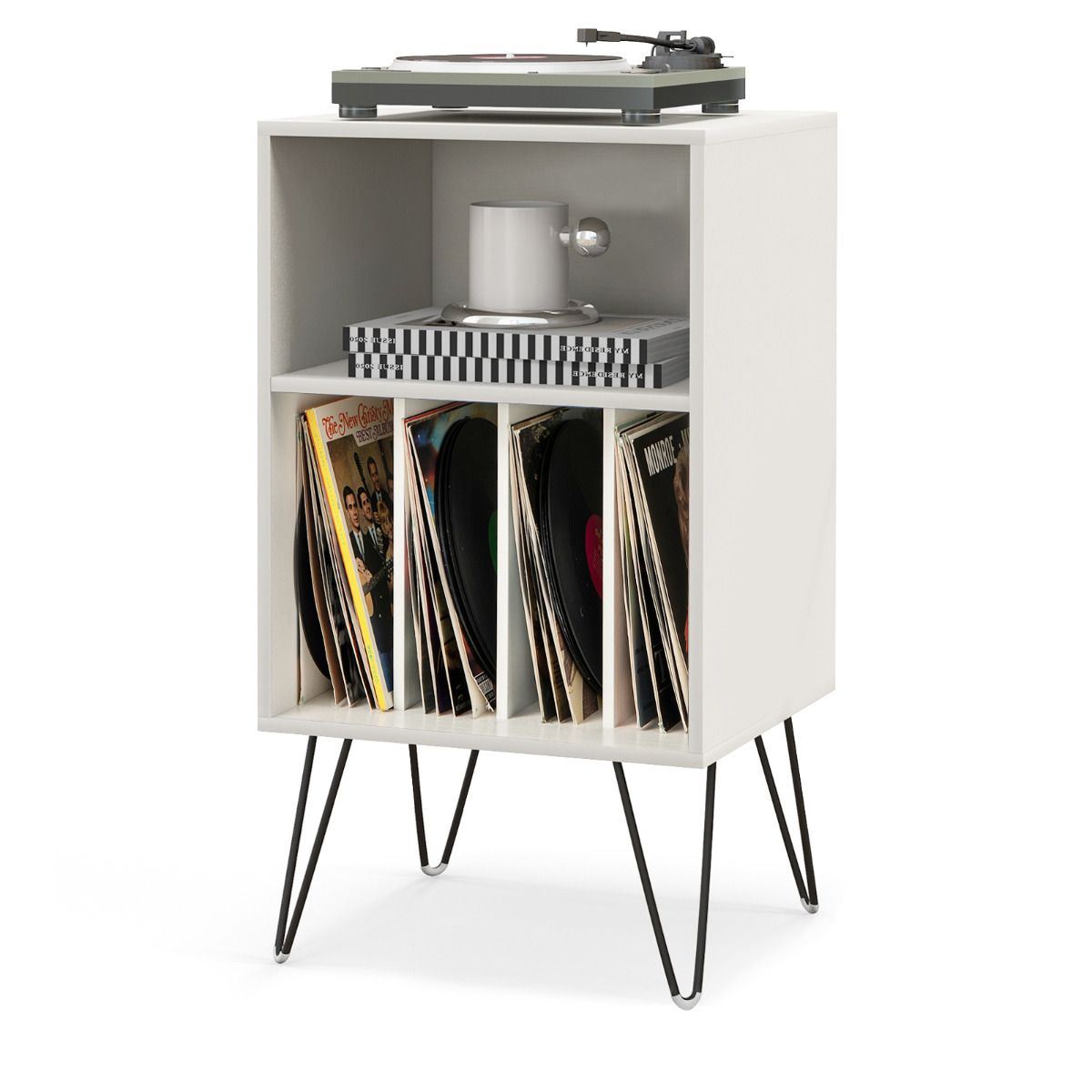 Record Player Stand, Wooden Vinyl Albums Storage Cabinet Holder