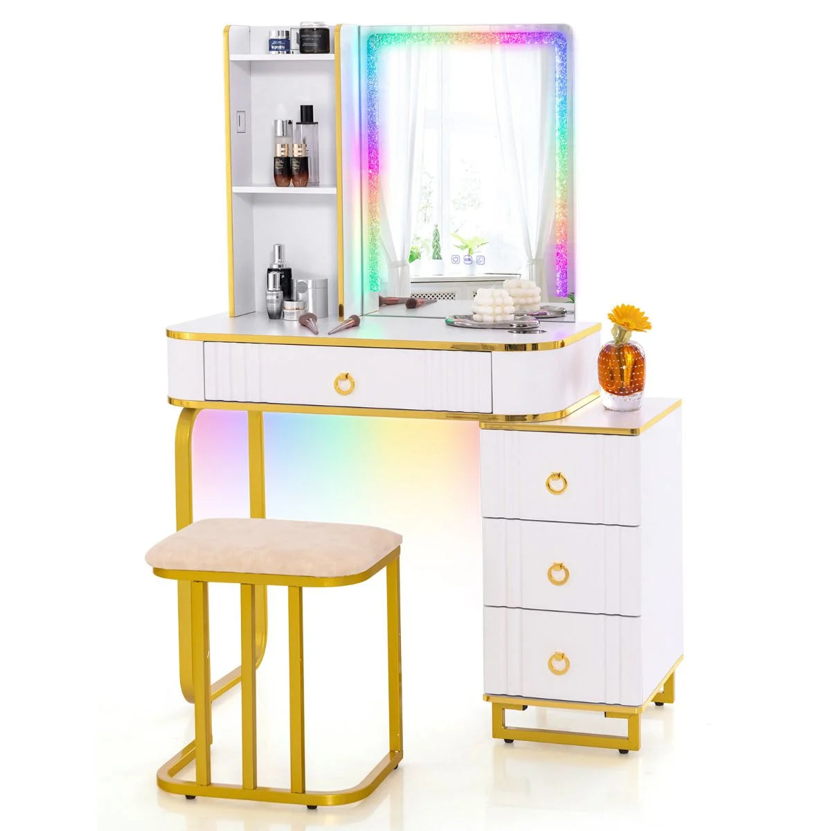RGB LED Vanity Set with Mirror and Lights