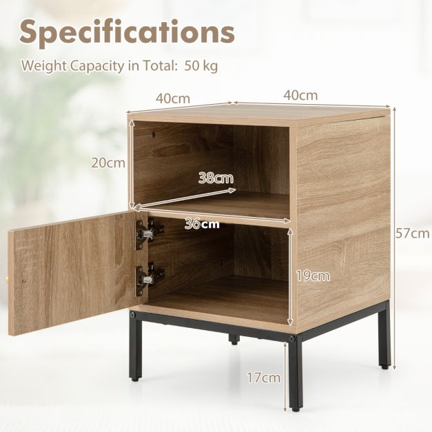 Set of 2 Nightstand with Storage Home Boho Style Accent Side Table