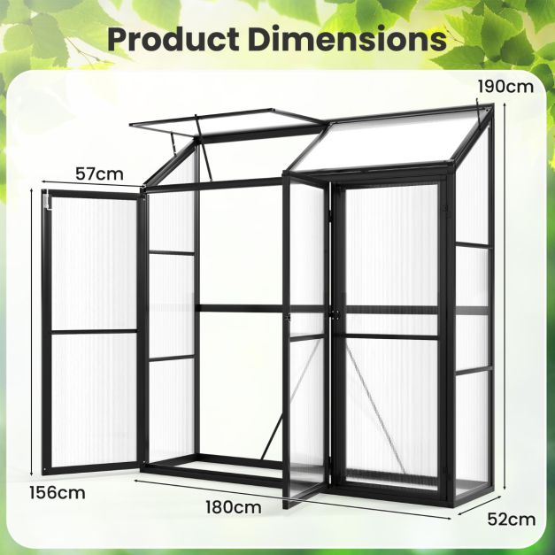 180 CM x 52 CM Greenhouse Walk-in Greenhouse with Lockable Doors