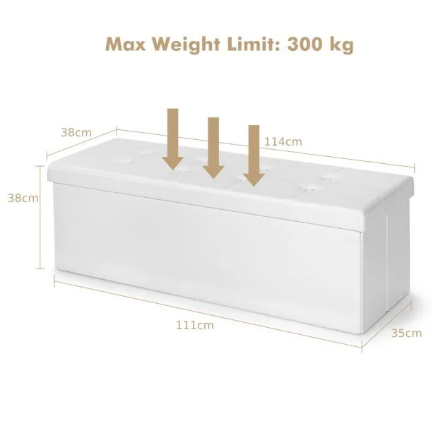 Folding Storage Ottoman Bench with Lid for Living Room