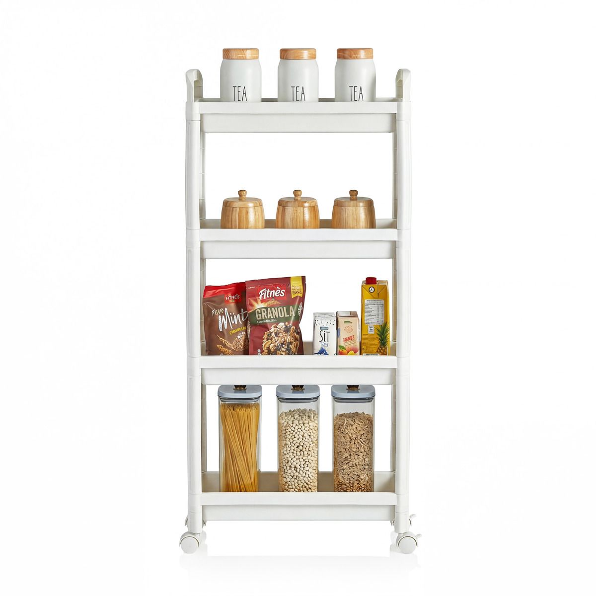 Slim Rolling Storage Cart 3/4-Tier Bathroom Organizer with Handles and Wheels