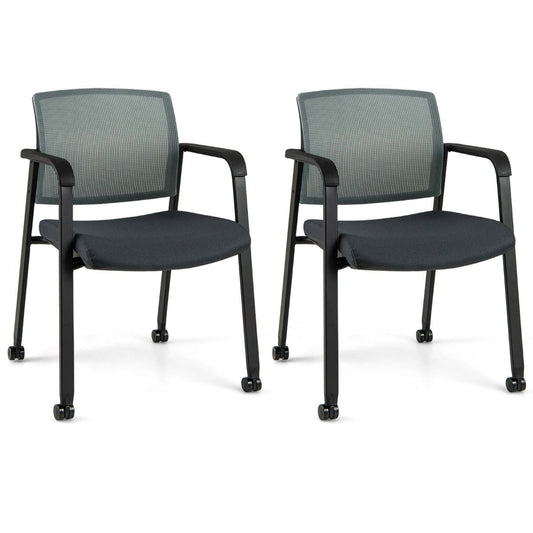 Waiting Room Chairs Set of 2 with Armrests and Wheels
