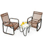 3 Piece Rattan Furniture Set with 2 Armchairs and Glass Coffee Table