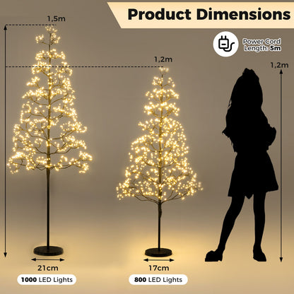 1.5 M Lighted Alpine Tree with 1000 Warm White Light LED Lights