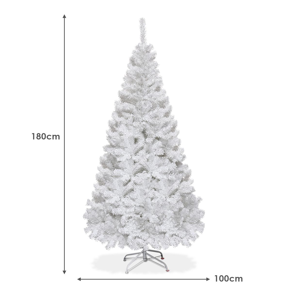 1.5/1.8/2.1/2.4M White Artificial Christmas Tree with Metal Stand
