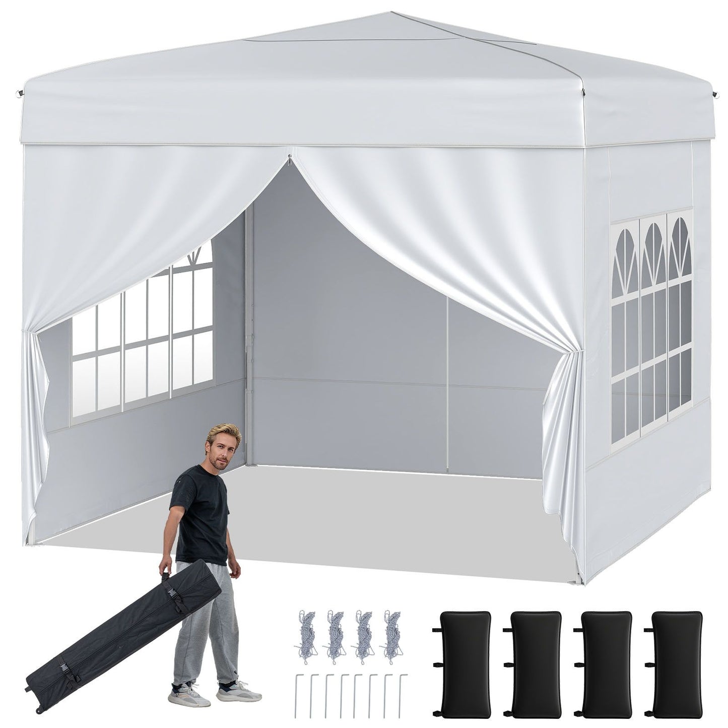 Pop up Gazebo, Outdoor Canopy Tent with 4 Removable Sidewall