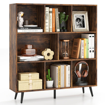 Bookcase 80/100/120/140 CM Storage Organizer with 4/5/5/5 Tapered Metal Legs