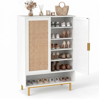 108CM Tall Shoe Cabinet 6-Tier with 2 Doors and Adjustable Shelves