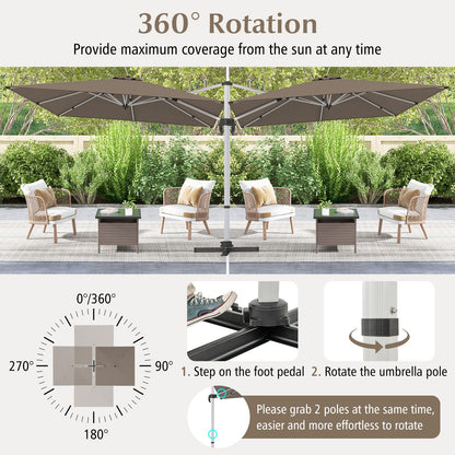 300cm Patio Cantilever Umbrella with 360° Rotation and Adjustable Tilt