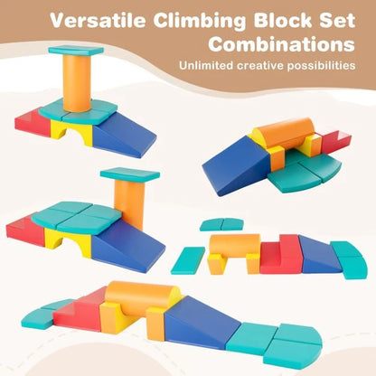 10 Pieces Foam Climbing Blocks Set with PU Leather Surface for 1-3 Years Old