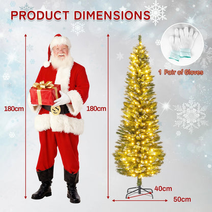 150/180cm Artificial Christmas Tree Pre-lit Xmas Tree with 150/250 Multi-color and Warm White Switchable LED Lights