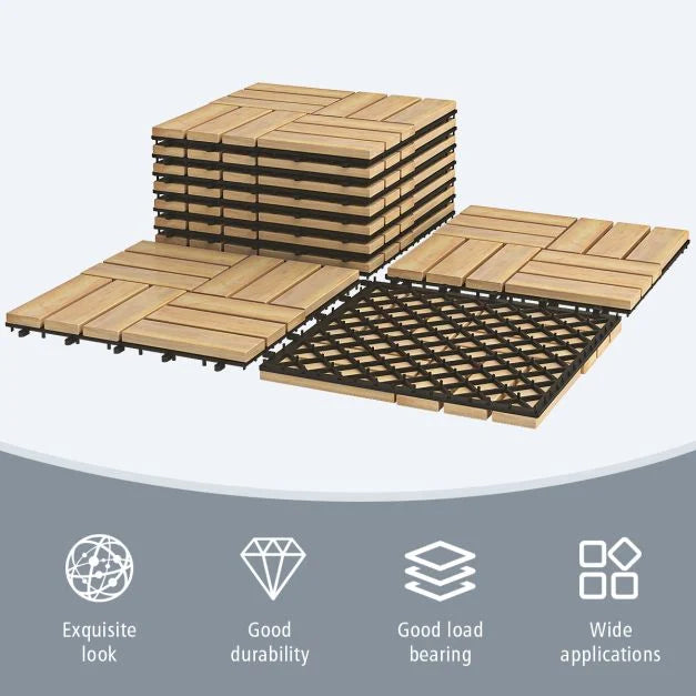 10 PCS Wood Tiles for Terrace and Balcony