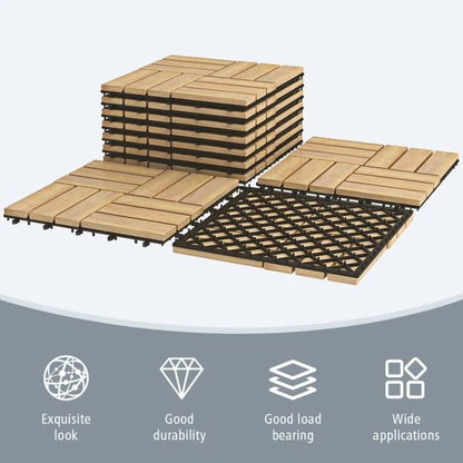10 PCS Wood Tiles for Terrace and Balcony