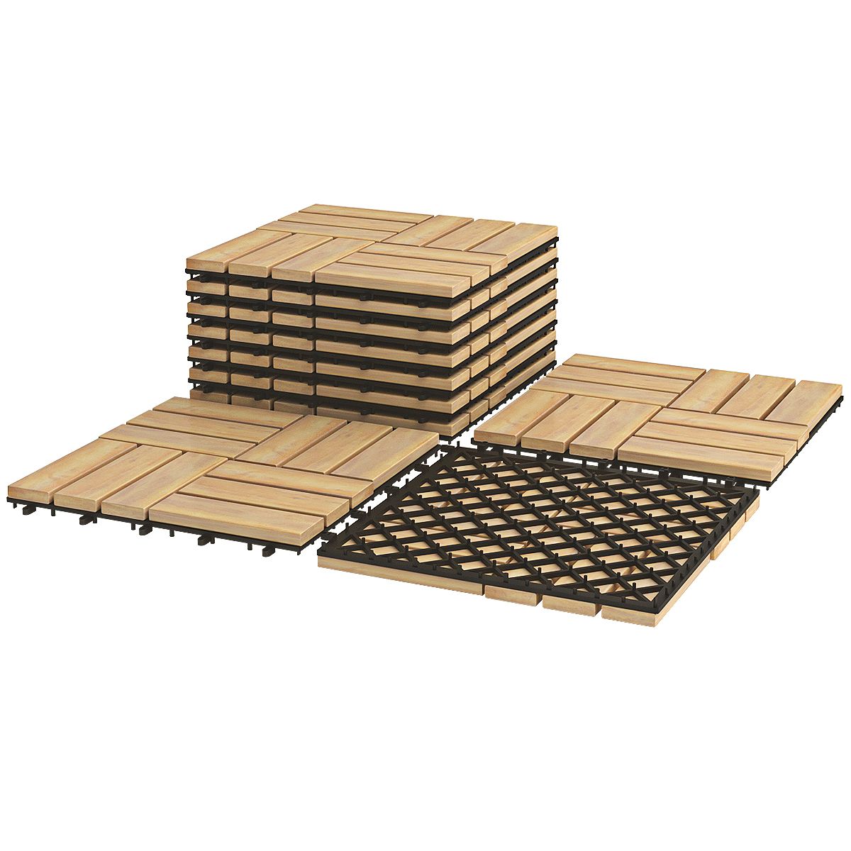 10 PCS Wood Tiles for Terrace and Balcony