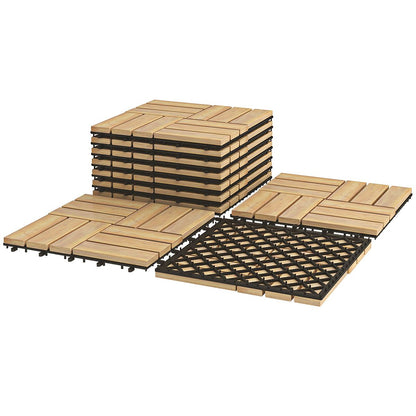 10 PCS Wood Tiles for Terrace and Balcony