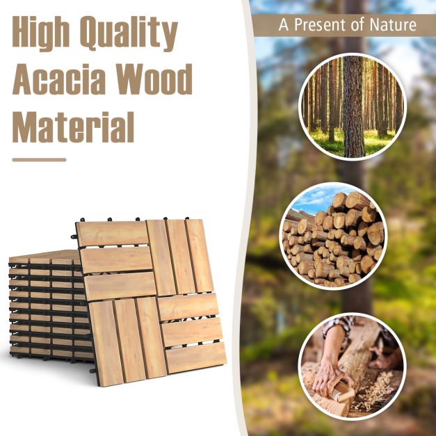 10 PCS Wood Tiles for Terrace and Balcony