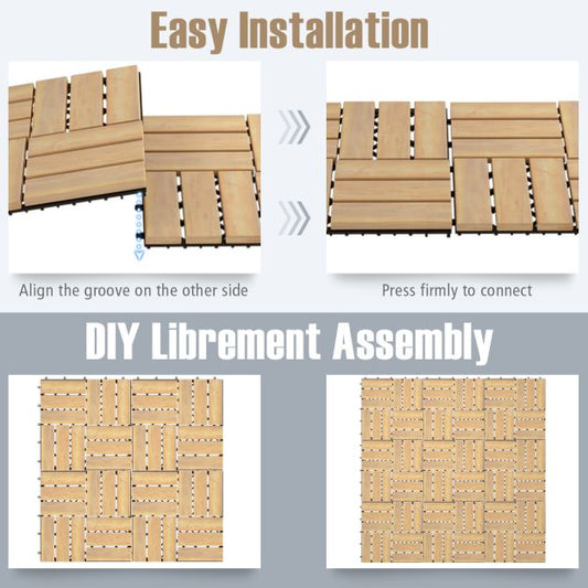 10 PCS Wood Tiles for Terrace and Balcony