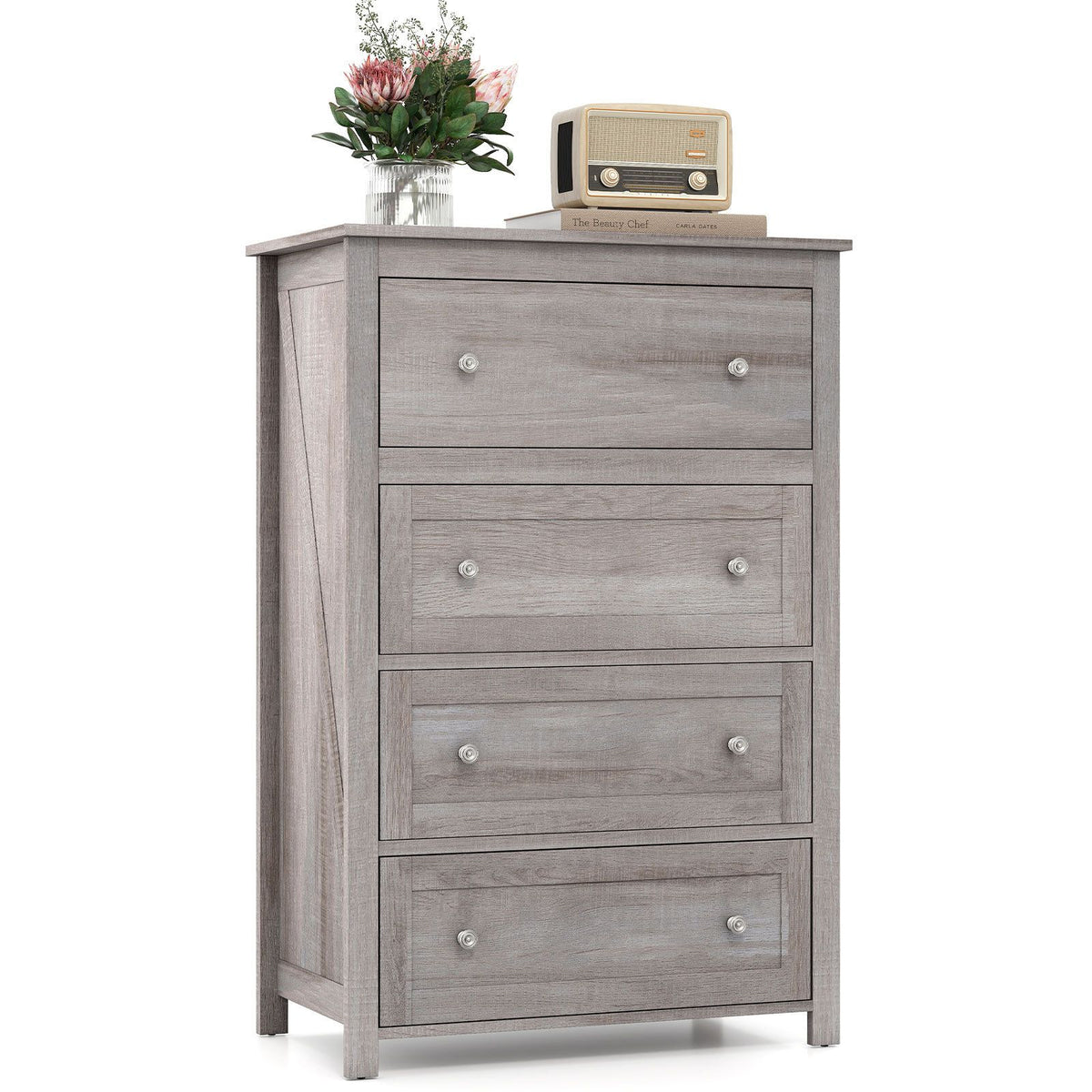 110cm Tall Storage Cabinet Chest of Drawers Clothes Organizer with 4 Drawers