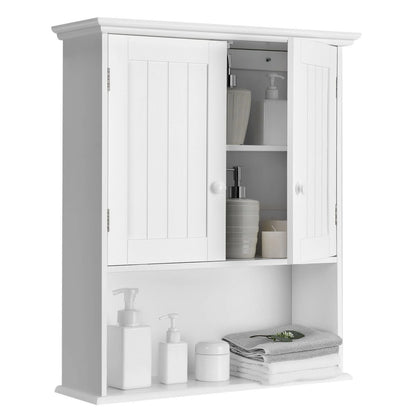 Wooden Wall Mounted Medicine Cabinet with Double Door