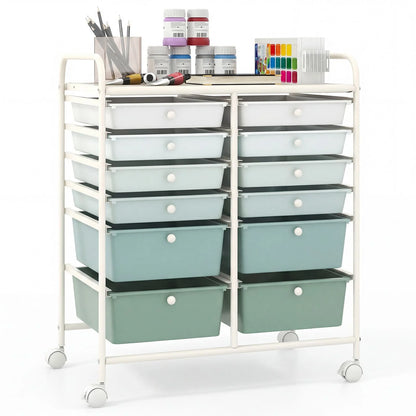 GiantexUK 12 Drawers Storage Trolley, Multipurpose Utility Rolling Cart on Wheels